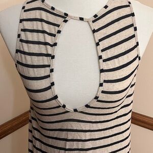 BECCA Black and Cream Striped Tank Top